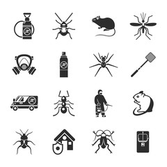 Sticker - Pest Control Black White Icons Set