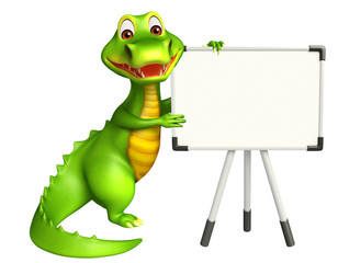 Sticker - Aligator cartoon character with white board