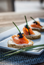 Canapes With Smoked Salmon And Cream Cheese