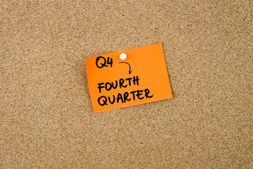 Wall Mural - Q4 as FOURTH QUARTER written on orange paper note