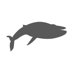 Wall Mural - Black Whale Isolated on White Background