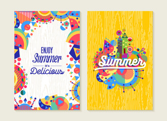 Wall Mural - Enjoy summer set of poster or card with modern art