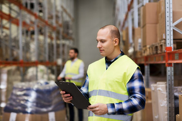 Sticker - man with clipboard in safety vest at warehouse