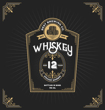 Vintage Frame Label For Whiskey And Beverage Product. You Can Apply This For Another Product Such As Beer, Wine, Shop Decoration. Vector Illustration