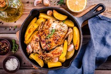 Roasted Whole Chicken With Potatoes And Thyme