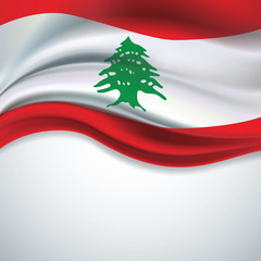 Wall Mural - Vector Lebanon flag blowing in the wind on white background