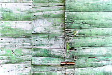 Very Old Green Wooden Door
