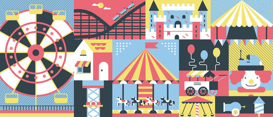 Amusement park background flat