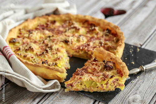 Fotomural tarte au poireau et lardons 1