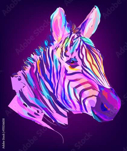 Foto-Plissee zum Schrauben - The cute colored zebra head (von Krolone)