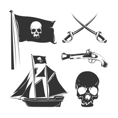 Wall Mural - Pirate elements for vintage vector logo, labels and badges