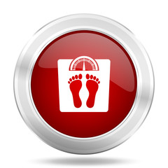 Aufkleber - weight icon, red round glossy metallic button, web and mobile app design illustration