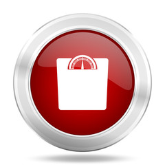 Aufkleber - weight icon, red round glossy metallic button, web and mobile app design illustration
