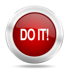 Aufkleber - do it icon, red round glossy metallic button, web and mobile app design illustration