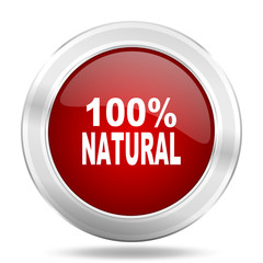 Aufkleber - natural icon, red round glossy metallic button, web and mobile app design illustration