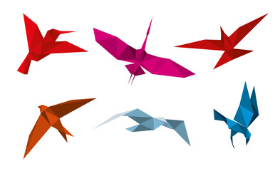 Poster - Vector origami birds