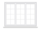 Traditional white window isolated on white background. Closed realistic vector window element of architecture and interior design.