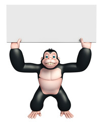 Sticker - cute Gorilla cartoon character with white board