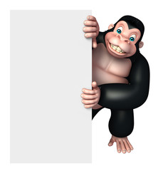 Sticker - cute Gorilla cartoon character with white board