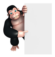 Sticker - cute Gorilla cartoon character with white board