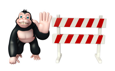 Poster - fun Gorilla cartoon character  with baracade