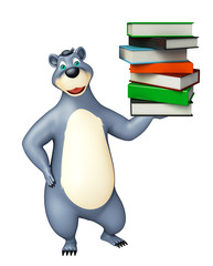 Poster - cute Bear cartoon character with book stack