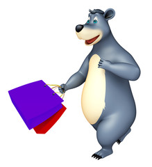 Sticker - Bear cartoon character with shopping bag