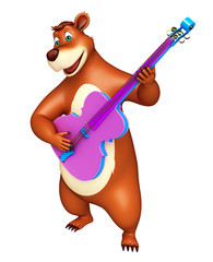 Poster - cute Bear cartoon character with guitar