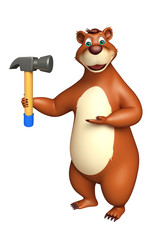 Poster - cute Bear cartoon character with hammer