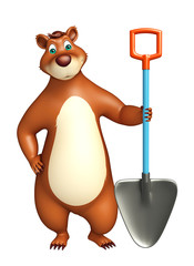 Poster - cute Bear cartoon character with digging shovel