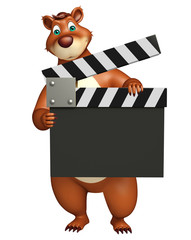 Sticker - fun Bear cartoon character with clapper board