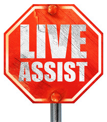 live assist, 3D rendering, a red stop sign