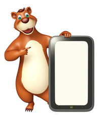 Poster - fun Bear cartoon character with mobile