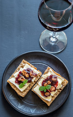 Canvas Print - Bread with brie and jam