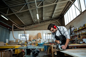 Carpenter working on his craft