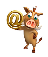 Sticker - cute Boar cartoon character with at the rate sign