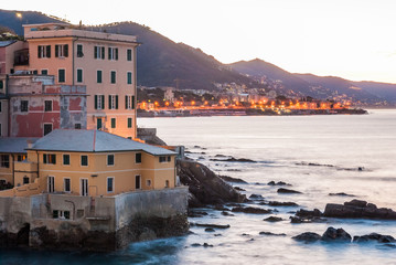 Wall Mural - Boccadasse, a sea district of Genoa, during the dawn