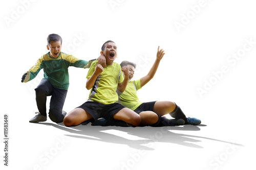 Juliste Boy with soccer ball, Footballer on the white background