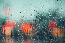 Raindrop On The Window Of The Car