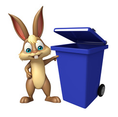 Poster - fun Bunny cartoon character Bunny cartoon character with dustbin