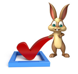 Poster - cute Bunny cartoon character with right sign