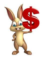 Wall Mural - cute Bunny cartoon character with doller sign