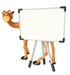 Poster - cute Camel cartoon character with white board