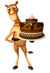 Sticker - fun Camel cartoon character with cake