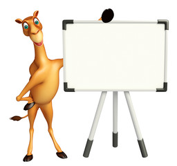 Poster - cute Camel cartoon character with white board