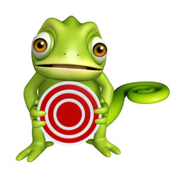 Poster - fun Chameleon cartoon character with target sign