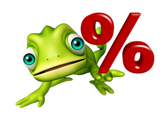 Poster - Chameleon cartoon character with percentage sign