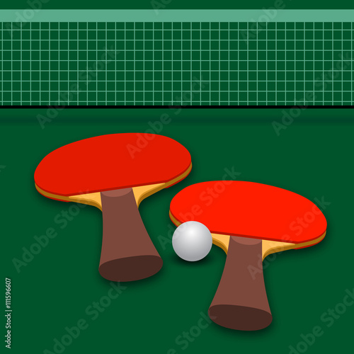 Vettoriale Stock Two rackets and ball for playing table tennis. Ping