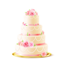  Classic Wedding Cake With Roses Realistic 