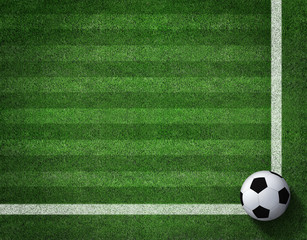 Wall Mural - Soccer field with soccer ball and line